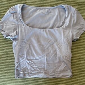 Women's Scoop Neck Crop Top in Light Blue